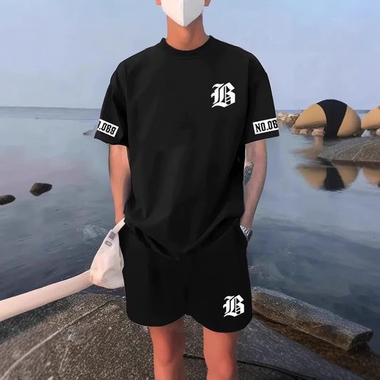 Mens Casual Sport Short-sleeve Set